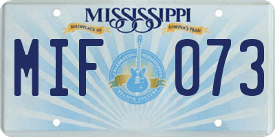MS license plate MIF073