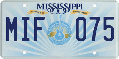 MS license plate MIF075