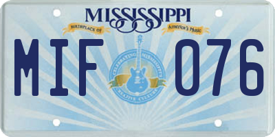 MS license plate MIF076