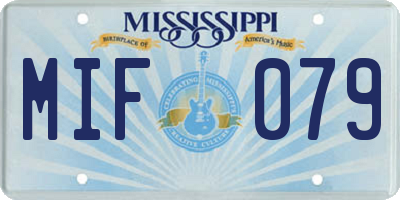 MS license plate MIF079