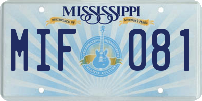 MS license plate MIF081