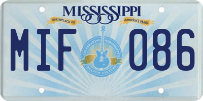 MS license plate MIF086