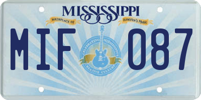 MS license plate MIF087