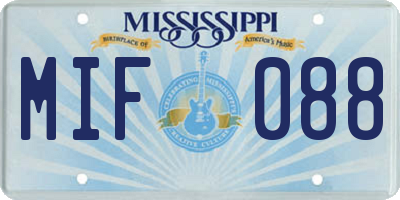 MS license plate MIF088
