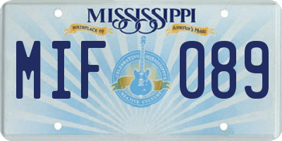 MS license plate MIF089