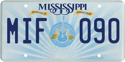 MS license plate MIF090