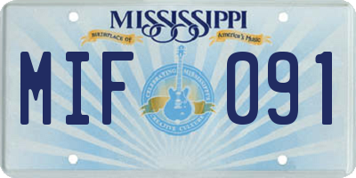 MS license plate MIF091
