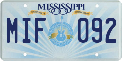 MS license plate MIF092
