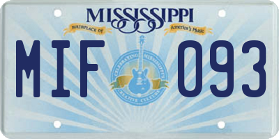 MS license plate MIF093