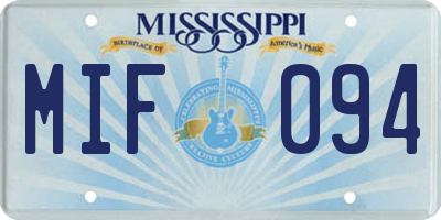 MS license plate MIF094