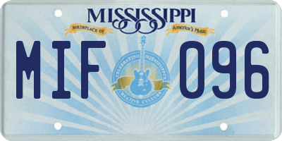MS license plate MIF096