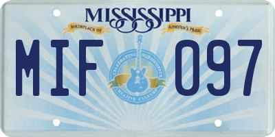 MS license plate MIF097