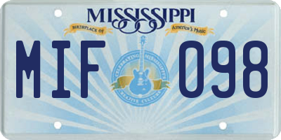 MS license plate MIF098