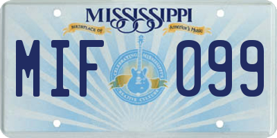 MS license plate MIF099