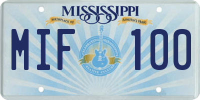 MS license plate MIF100