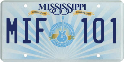 MS license plate MIF101