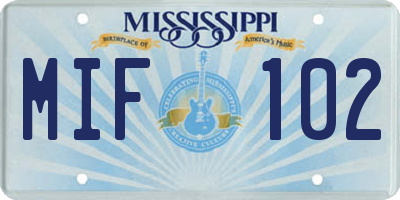 MS license plate MIF102