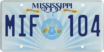 MS license plate MIF104