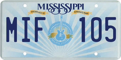 MS license plate MIF105