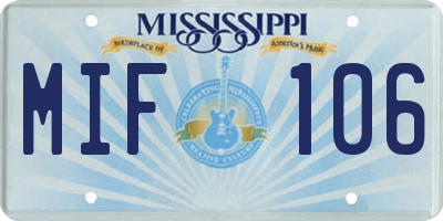 MS license plate MIF106