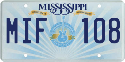 MS license plate MIF108