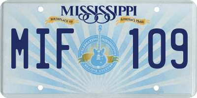 MS license plate MIF109