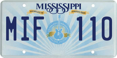 MS license plate MIF110