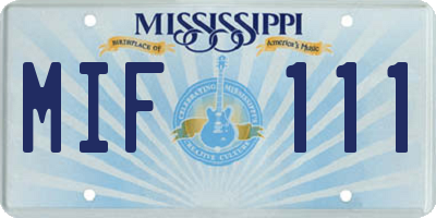 MS license plate MIF111
