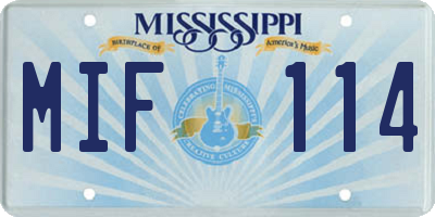 MS license plate MIF114