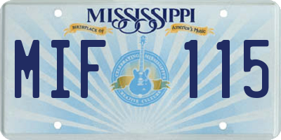MS license plate MIF115