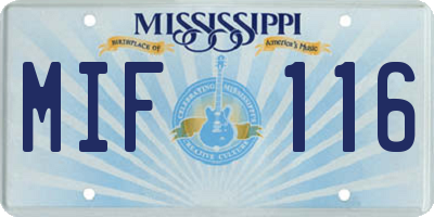 MS license plate MIF116