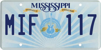 MS license plate MIF117