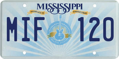 MS license plate MIF120