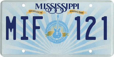 MS license plate MIF121