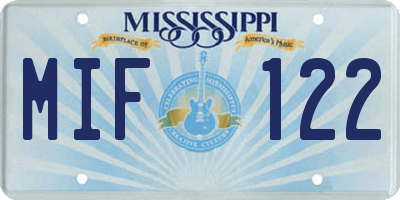 MS license plate MIF122