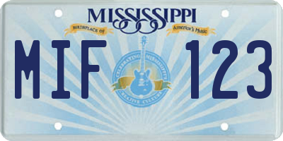 MS license plate MIF123
