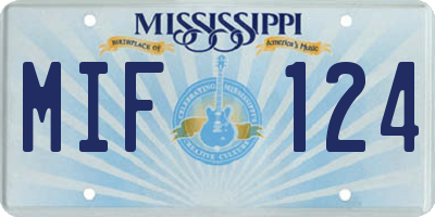 MS license plate MIF124