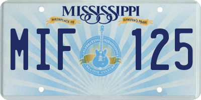 MS license plate MIF125