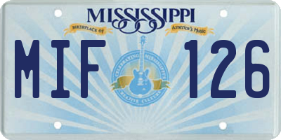 MS license plate MIF126