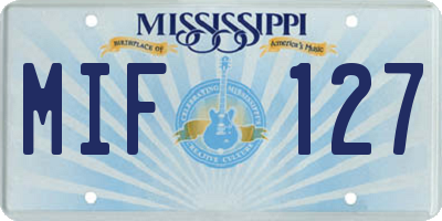 MS license plate MIF127