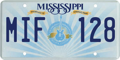 MS license plate MIF128