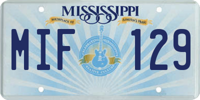 MS license plate MIF129