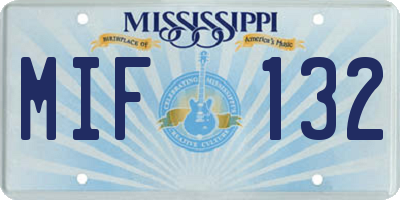 MS license plate MIF132