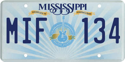 MS license plate MIF134