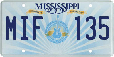 MS license plate MIF135