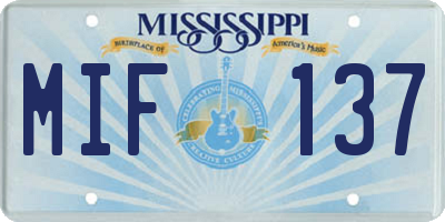 MS license plate MIF137