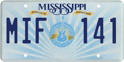 MS license plate MIF141