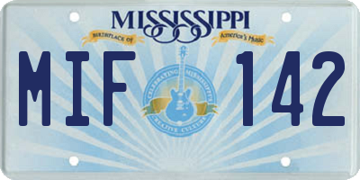 MS license plate MIF142