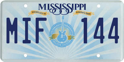 MS license plate MIF144