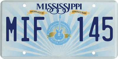 MS license plate MIF145